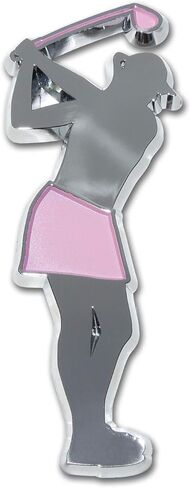 Elektroplate Ladies Golfer OEM Chrome & Pink Emblem for Cars, Trucks, and All Auto | Universal Fit at 3.25" x 1.5" | Weatherproof in Kuwait