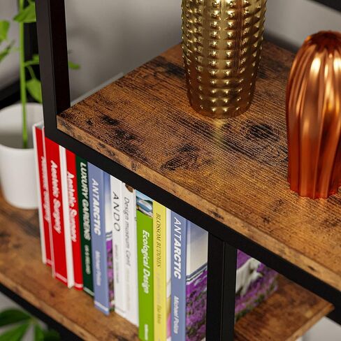 IRONCK Bookshelves 6 Tiers, Industrial Etagere Heavy Duty Shelves for Living Rooom, Office Storage Geomeric Display Boocase, Vintage Brown in Kuwait