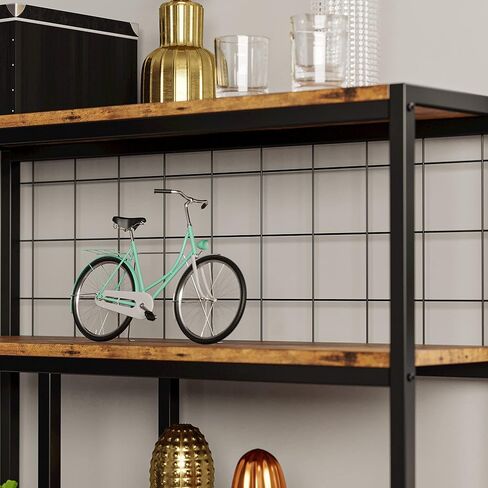 IRONCK Bookshelves 6 Tiers, Industrial Etagere Heavy Duty Shelves for Living Rooom, Office Storage Geomeric Display Boocase, Vintage Brown in Kuwait