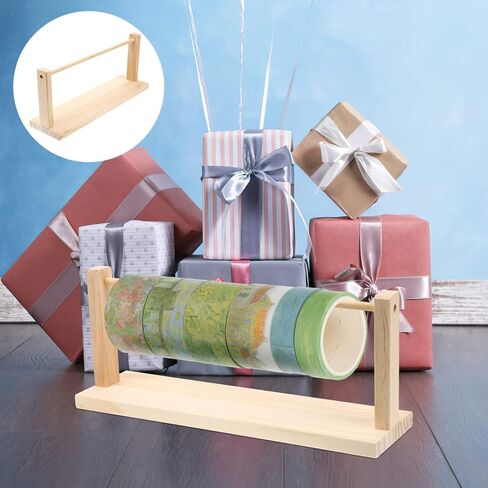 Gatuida Wooden Ribbon Organizer Storage Holder, Ribbon Spool Rack for Craft Room, 15.74 x 6.69 x 4.33 Inch in Kuwait