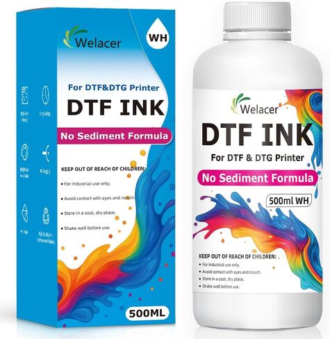 White DTF Ink 500ml, No Sediment Formula for ET8550, L1800, XP600, I3200, R1390, XP15000, ET2800, L800, L805 DTF Printers – Clog-Resistant, High Opacity, Smooth Ink Flow in Saudi Arabia