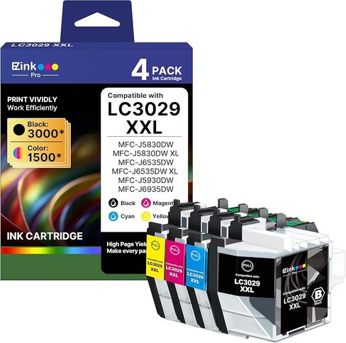 LC3029XXL بديل متوافق عالي الإنتاجية لأخيه LC3029 LC3029BK LC3029XXL للاستخدام مع Brother MFC-J5830DW MFC-J5830DWXL MFC-J5930DW MFC-J6535DW MFC-J6535DWXL MFC-J6935DW (4PACK-BCMY) in Kuwait