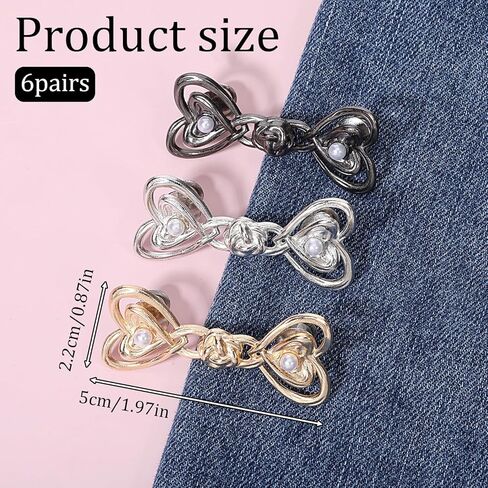 6 Pcs Pants Waist Tightener, Adjustable Waist Buckle Sets No Sew and No Tools Detachable Decorative Waists Buckles for Loose Jeans Dresses Skirts for Women Girls Gift in Kuwait