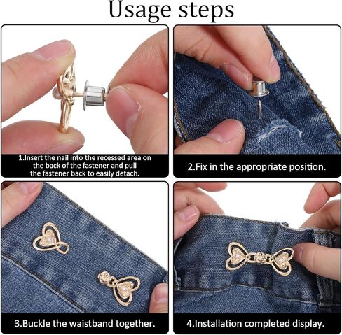 6 Pcs Pants Waist Tightener, Adjustable Waist Buckle Sets No Sew and No Tools Detachable Decorative Waists Buckles for Loose Jeans Dresses Skirts for Women Girls Gift in Kuwait