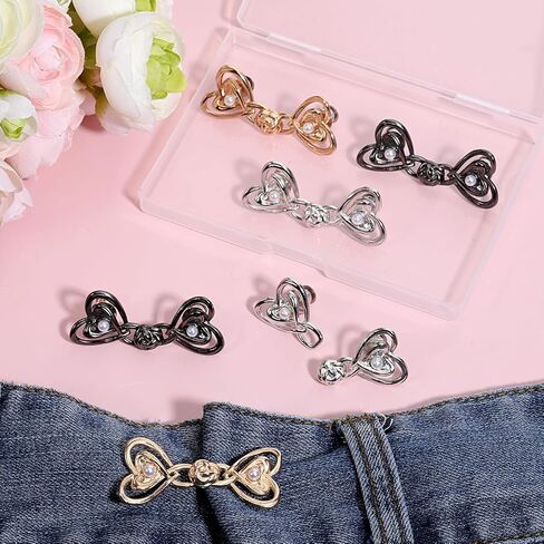 6 Pcs Pants Waist Tightener, Adjustable Waist Buckle Sets No Sew and No Tools Detachable Decorative Waists Buckles for Loose Jeans Dresses Skirts for Women Girls Gift in Kuwait
