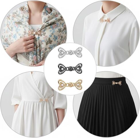 6 Pcs Pants Waist Tightener, Adjustable Waist Buckle Sets No Sew and No Tools Detachable Decorative Waists Buckles for Loose Jeans Dresses Skirts for Women Girls Gift in Kuwait