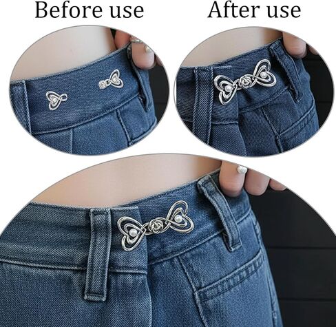 6 Pcs Pants Waist Tightener, Adjustable Waist Buckle Sets No Sew and No Tools Detachable Decorative Waists Buckles for Loose Jeans Dresses Skirts for Women Girls Gift in Kuwait