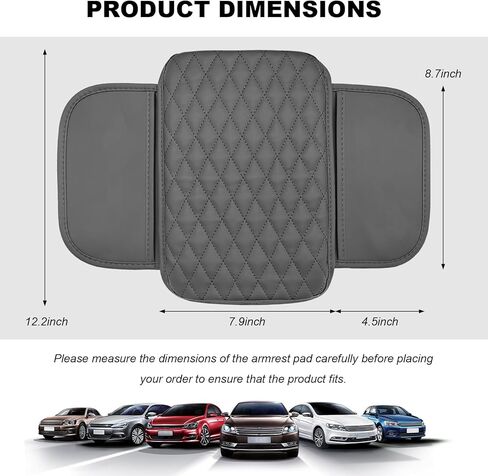 Car Center Console Cover, Wear Resistant Anti-Slip Auto Armrest Cover Cushion with 2 Storage Bags, Universal Leather Arm Rest Box Protector Interior Accessories for Most Vehicles (Gray) in Saudi Arabia
