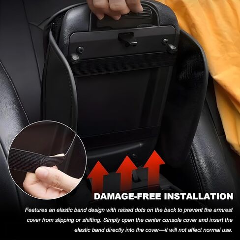 Car Center Console Cover, Wear Resistant Anti-Slip Auto Armrest Cover Cushion with 2 Storage Bags, Universal Leather Arm Rest Box Protector Interior Accessories for Most Vehicles (Gray) in Saudi Arabia