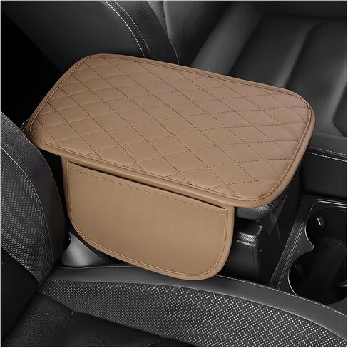 Car Center Console Cover, Wear Resistant Anti-Slip Auto Armrest Cover Cushion with 2 Storage Bags, Universal Leather Arm Rest Box Protector Interior Accessories for Most Vehicles (Gray) in Saudi Arabia