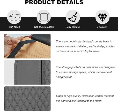 Car Center Console Cover, Wear Resistant Anti-Slip Auto Armrest Cover Cushion with 2 Storage Bags, Universal Leather Arm Rest Box Protector Interior Accessories for Most Vehicles (Gray) in Saudi Arabia
