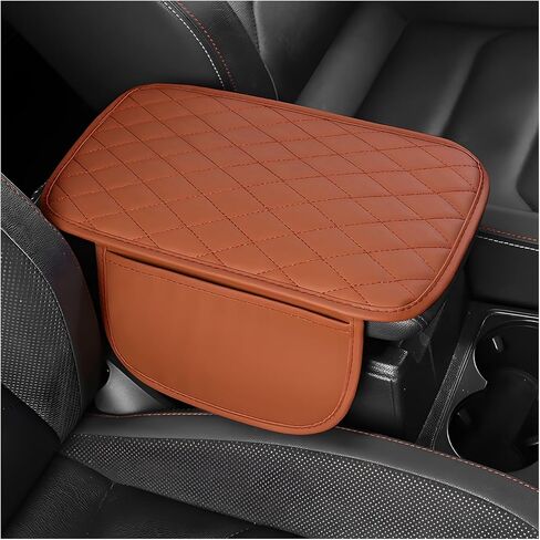 Car Center Console Cover, Wear Resistant Anti-Slip Auto Armrest Cover Cushion with 2 Storage Bags, Universal Leather Arm Rest Box Protector Interior Accessories for Most Vehicles (Gray) in Saudi Arabia
