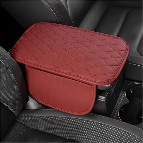 Car Center Console Cover, Wear Resistant Anti-Slip Auto Armrest Cover Cushion with 2 Storage Bags, Universal Leather Arm Rest Box Protector Interior Accessories for Most Vehicles (Gray) in Saudi Arabia