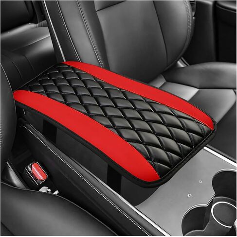 Car Center Console Cover, Waterproof Leather Auto Center Console Cushion Pad Soft Armrest Cover, Universal Comfortable Seat Box Pad Armrest Protector for Cars Trucks SUVs (Red) in Saudi Arabia