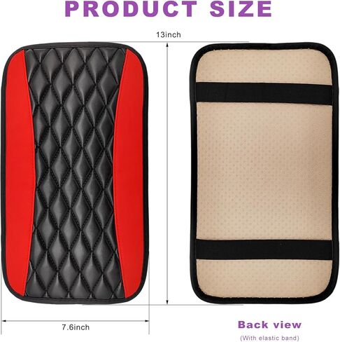 Car Center Console Cover, Waterproof Leather Auto Center Console Cushion Pad Soft Armrest Cover, Universal Comfortable Seat Box Pad Armrest Protector for Cars Trucks SUVs (Red) in Saudi Arabia