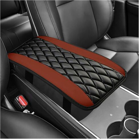 Car Center Console Cover, Waterproof Leather Auto Center Console Cushion Pad Soft Armrest Cover, Universal Comfortable Seat Box Pad Armrest Protector for Cars Trucks SUVs (Red) in Saudi Arabia