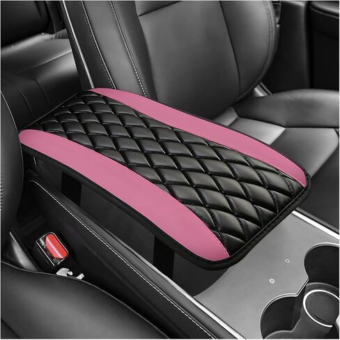 Car Center Console Cover, Waterproof Leather Auto Center Console Cushion Pad Soft Armrest Cover, Universal Comfortable Seat Box Pad Armrest Protector for Cars Trucks SUVs (Red) in Saudi Arabia