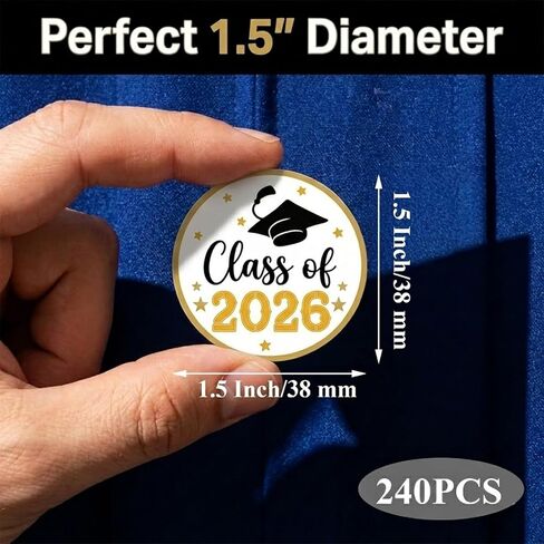 240 PCS 2026 Graduation Stickers, 1.5" Class of 2026 Self Adhesive Graduation Cap Sticker for Envelope Seals Scrapbooking,Class of 2026 Sticker Labels,College High School Senior Graduate Party Favors in Saudi Arabia