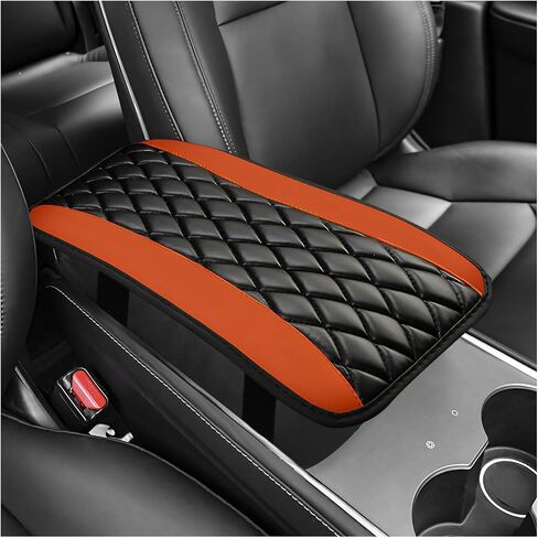 Car Center Console Cover, Waterproof Leather Auto Center Console Cushion Pad Soft Armrest Cover, Universal Comfortable Seat Box Pad Armrest Protector for Cars Trucks SUVs (Red) in Saudi Arabia