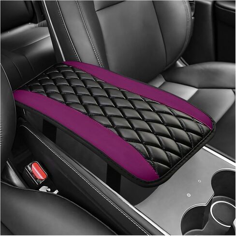Car Center Console Cover, Waterproof Leather Auto Center Console Cushion Pad Soft Armrest Cover, Universal Comfortable Seat Box Pad Armrest Protector for Cars Trucks SUVs (Red) in Saudi Arabia