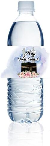 Hajj Mubarak Pink Water Bottle Sticker Labels Ramadan Party Supplies Islamic Muslim Eid Party Decorations(Pack of 36) in Saudi Arabia
