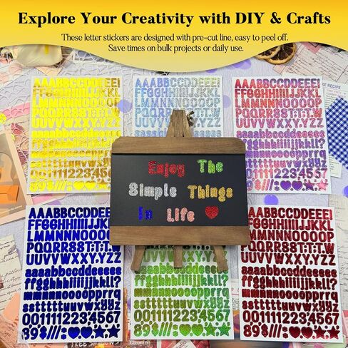 1860 Pcs Glitter Multicolor Vinyl Letter Number Stickers, 12 Sheets 1/2 Inch Self-Adhesive Sparkle Stickers for Scrapbook,Greeting Card, Identification, Water Bottles & DIY Crafts in Saudi Arabia