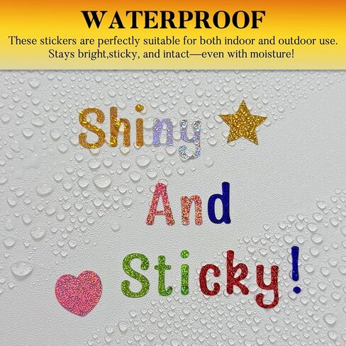 1860 Pcs Glitter Multicolor Vinyl Letter Number Stickers, 12 Sheets 1/2 Inch Self-Adhesive Sparkle Stickers for Scrapbook,Greeting Card, Identification, Water Bottles & DIY Crafts in Saudi Arabia