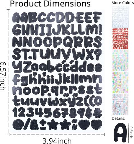 24 Sheets 2688 Pieces 1/2 Letter Stickers,Waterproof Adhesive Vinyl Alphabet & Number for Scrapbook,Files and Inventory Labeling - Multi in Saudi Arabia