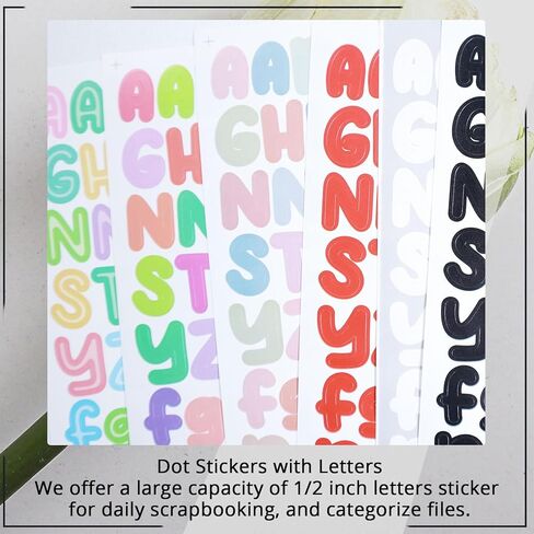 24 Sheets 2688 Pieces 1/2 Letter Stickers,Waterproof Adhesive Vinyl Alphabet & Number for Scrapbook,Files and Inventory Labeling - Multi in Saudi Arabia
