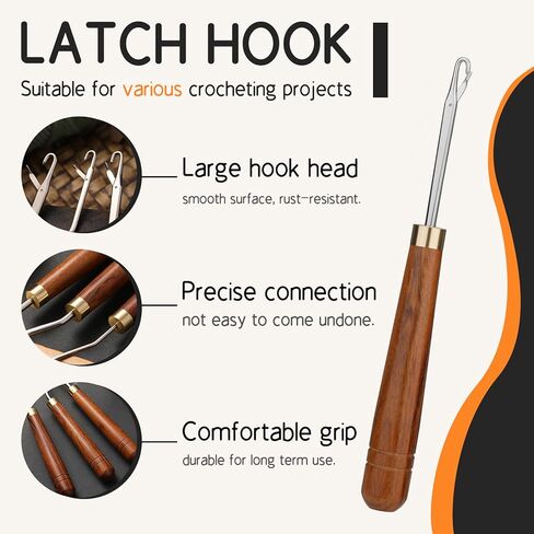 Giwrmu Latch Hook Tool, Wooden Latch Hooks, Latch Hook Crochet Needle for Micro Braids, Hair Extension and Carpet Craft in Saudi Arabia