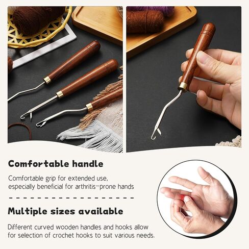 Giwrmu Latch Hook Tool, Wooden Latch Hooks, Latch Hook Crochet Needle for Micro Braids, Hair Extension and Carpet Craft in Saudi Arabia