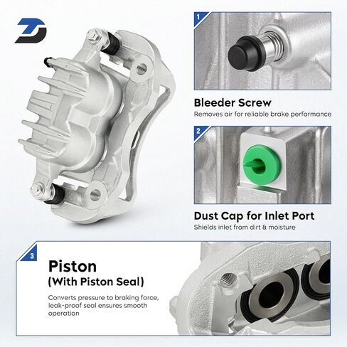 Rear Disc Brake Caliper Assembly w/Bracket for 2000-2004 Ford F-250 F-350 Super Duty, 2000-2005 Ford Excursion, Replacement 18-B4752 18-B4753 in Kuwait