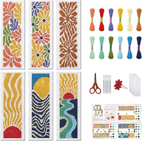 FREEBLOSS 6 Set Bohemian Pattern Cross Stitch Bookmark Kit Stamped Cross Stitch Kits for Beginners DIY Embroidery Bookmarks DIY Bookmark Kit Embroidery Kit for Adults Gift 6 * 20CM in Saudi Arabia