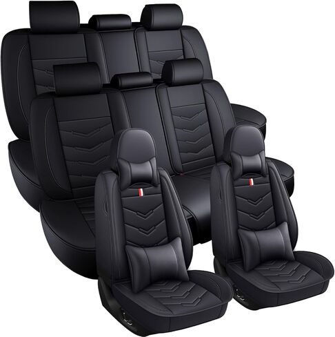 أغطية مقاعد السيارة 8 مقاعد لسيارة Honda Pilot 2003-2026، أغطية وسائد جلدية متينة مقاومة للماء، واقي مقعد بتغطية كاملة قابلة للتنفس (قياسي، أسود أزرق) in Kuwait