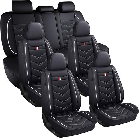 أغطية مقاعد السيارة 8 مقاعد لسيارة Honda Pilot 2003-2026، أغطية وسائد جلدية متينة مقاومة للماء، واقي مقعد بتغطية كاملة قابلة للتنفس (قياسي، أسود أزرق) in Kuwait