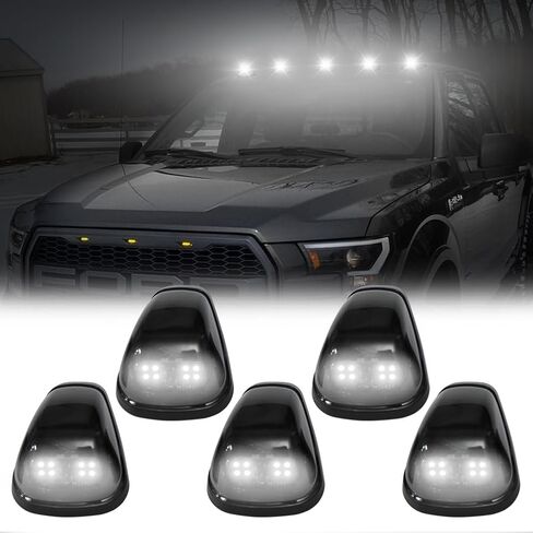 5PCS No-Drill Solar Cab Lights for Trucks Wireless Waterproof LED Roof Marker Lights with Vibration Sensor Solar Powered Clearance Lights for Pickup Trucks, SUVs, Vans (Yellow Regular Led) in Kuwait