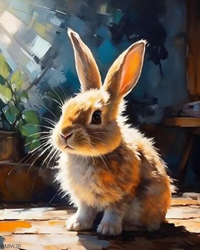 مجموعة طلاء الأرنب من WUIVCTR للبالغين، لوحة فنية للأرنب، فن الرسم الرقمي، أطلق العنان لإمكانياتك الإبداعية، 16 × 20 بوصة، بدون إطار in Kuwait