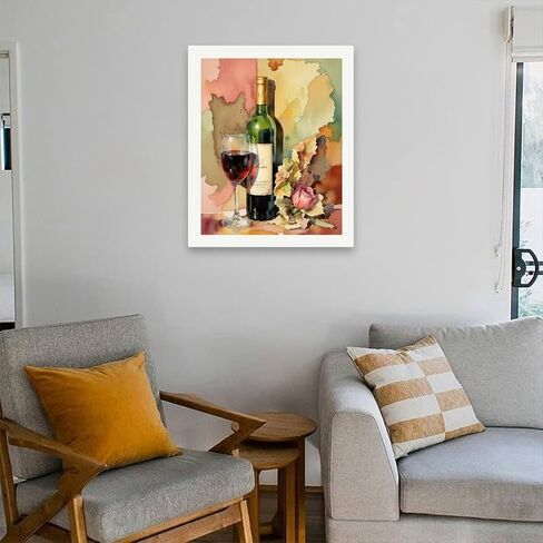 Wine and Flower Art Paint by Numbers Kit for Adults - DIY Wine Bottle and Colorful Glass Painting on Canvas 16x20 Inches,Acrylic Paint Set,Suitable for Beginners,Art for Home Decoration/Gift in Saudi Arabia