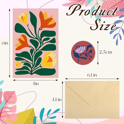 Miucat 32 Pack Floral Blank Cards with Envelopes, Flower Greeting Cards Set Boxed, 8 Designs Note Cards for Thank You, Graduation, Birthday, Wedding, All Occasions in Kuwait