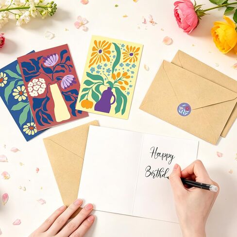 Miucat 32 Pack Floral Blank Cards with Envelopes, Flower Greeting Cards Set Boxed, 8 Designs Note Cards for Thank You, Graduation, Birthday, Wedding, All Occasions in Kuwait