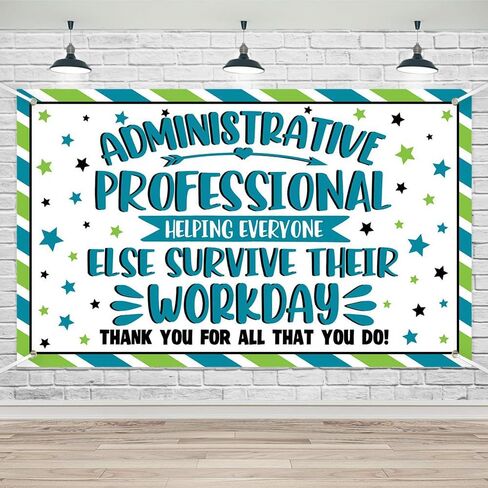 Lofaris Administrative Professionals Day Banner - Happy Admin Day Office Party Decorations, Secretary Appreciation Backdrop for Administrative Professionals Day,70.8 x 43.3 Inch in Saudi Arabia