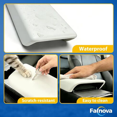 Steering Wheel Cover and Armrest Cover for Tesla Model Y 2025/2026 & Model 3 2024/2025/2026, Ultra-Thin 2mm Nappa Leather, Non-Slip Grip, Screen Edge & Mirror Covers（White） in Kuwait
