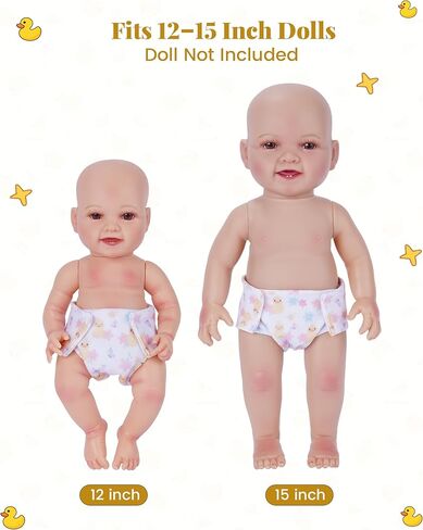 BABESIDE 6 PCS Baby Doll Diapers, Reusable Baby Doll Clothes Accessories for Up to 15 Inch Dolls, Washable Adjustable Doll Diapers, Doll Accessories for Pretend Play in Kuwait