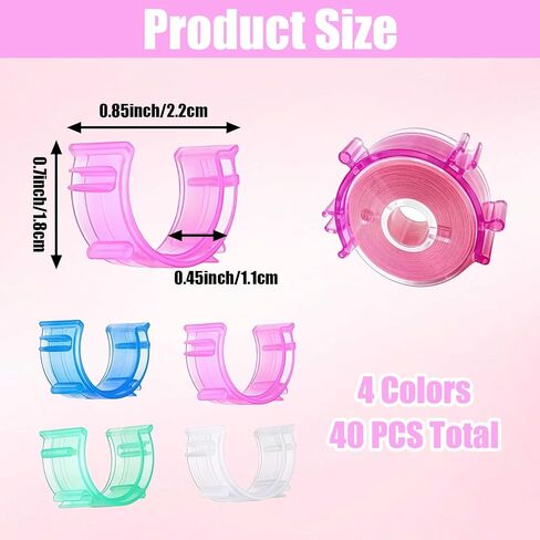 40 Pcs Sewing Bobbin Clips, Small Plastic Bobbin Holder Clips for Thread Spool Organization, Semi-arc Shape Thread Holder Clips for Sewing Embroidery Crafts (Clear, Green, Blue, Pink) in Saudi Arabia