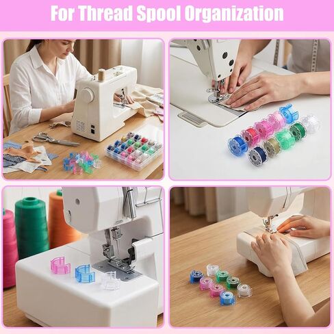 40 Pcs Sewing Bobbin Clips, Small Plastic Bobbin Holder Clips for Thread Spool Organization, Semi-arc Shape Thread Holder Clips for Sewing Embroidery Crafts (Clear, Green, Blue, Pink) in Saudi Arabia