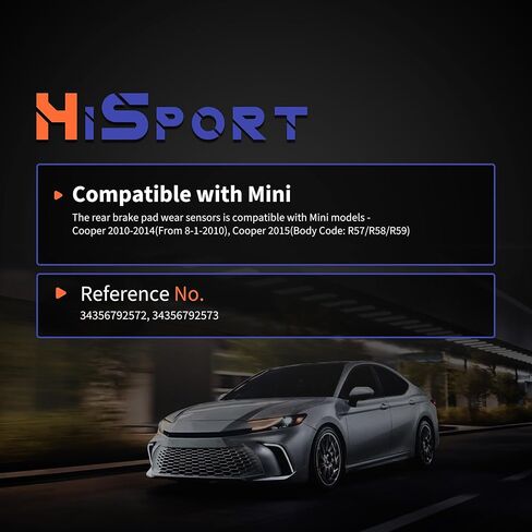 مستشعرات تآكل وسادة الفرامل الخلفية HiSport - متوافقة مع Mini Cooper وتستبدل 34356792572 34356792573 in Kuwait