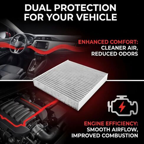 Cabin Engine Air Filter GF312 Compatible with Nissan Versa 2020-2025 Kicks 2018-2024 Replaces 27891-5RB0A 27891-5RB0B 27891-5RB0C 16546-5RB1A CA12315 in Kuwait