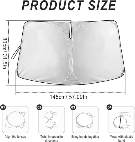 Windshield Sun Shade, Foldable Front Car Window Shades Cover for Windshield Sun Visor Protector, Keep Interior Cool, Universal Fit for Sedan SUV MPV, Car Accessories (57.09" x 31.5 ") in Saudi Arabia