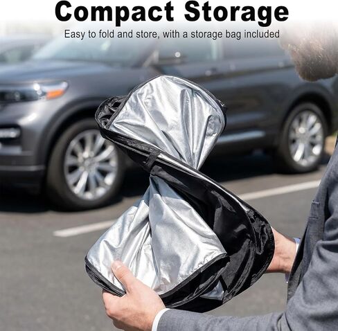 Windshield Sun Shade, Foldable Front Car Window Shades Cover for Windshield Sun Visor Protector, Keep Interior Cool, Universal Fit for Sedan SUV MPV, Car Accessories (57.09" x 31.5 ") in Saudi Arabia