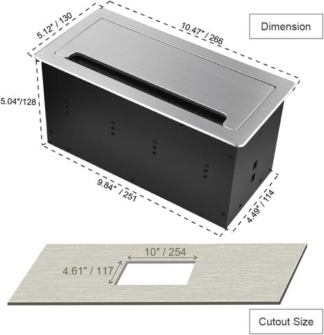 Tabletop Multimedia Connectivity Box with 4 Power Socket +2 USB Charger+1 HDMI+2 RJ45(CAT6) +2 Audio+1 VGA with 5.58ft Power Cord for Conference Room(Silver) in Kuwait